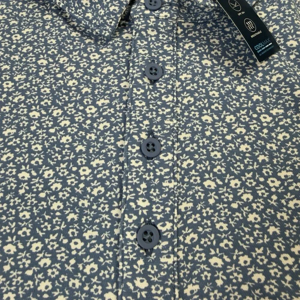 NWT J.Crew Performance Polo Shirt Men's XL COOLMAX Blue White Floral Golf BQ058